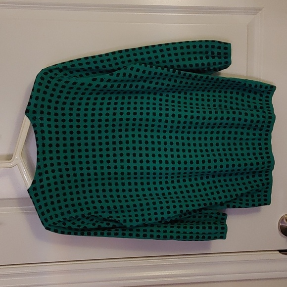 Ann Taylor Factory US XL Light Turquoise Crew Neck Patterned Top/Sweater - Picture 2 of 8